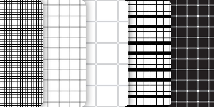 Seamless Black and White Grid 5 Pattern Collection. Fully scalable vector artwork. 
