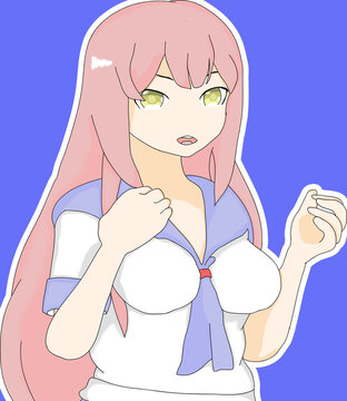 Anime girl pinky hair 