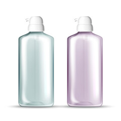 Bottle With Pump For Hygienic Hands Gel Vector. Empty Transparent Bottle For Sanitizer Protection Product. Package Hygiene Disinfectant With Dispensing Template Realistic 3d Illustration