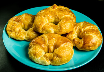 Croissant  breads in plate , in door Chiangmai Thailand