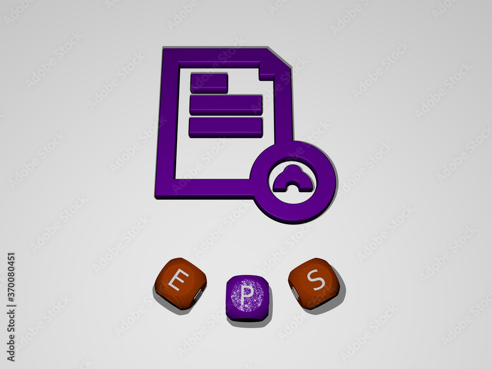 Aufkleber 3d graphical image of eps vertically along with text built around the icon by metallic cubic letters