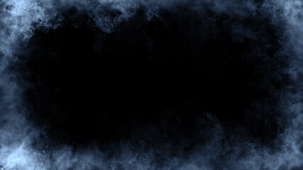 Frame of real blue fire flames burn motion smoke . Border isolated texture overlays. Film effect.