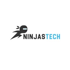 Technology logo with black ninja tech round blue vector suitable for software business company provide. vector illustration © irondah