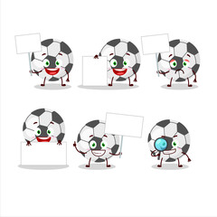 Soccer ball cartoon character bring information board