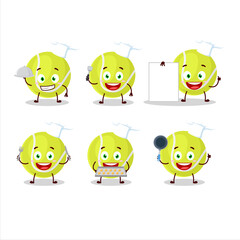 Cartoon character of tennis ball with various chef emoticons