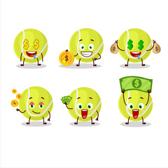 Tennis ball cartoon character with cute emoticon bring money