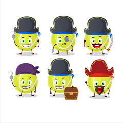 Cartoon character of tennis ball with various pirates emoticons