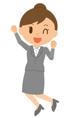 キャリアウーマン　ジャンプ　喜ぶ