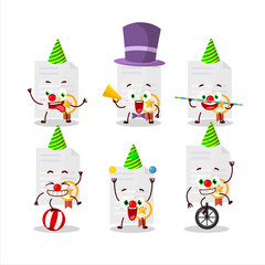 Cartoon character of award diploma with various circus shows