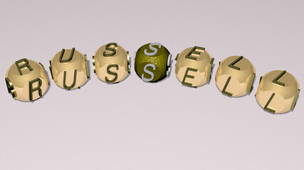 russell combined by dice letters and color crossing for the related meanings of the concept. jack and dog