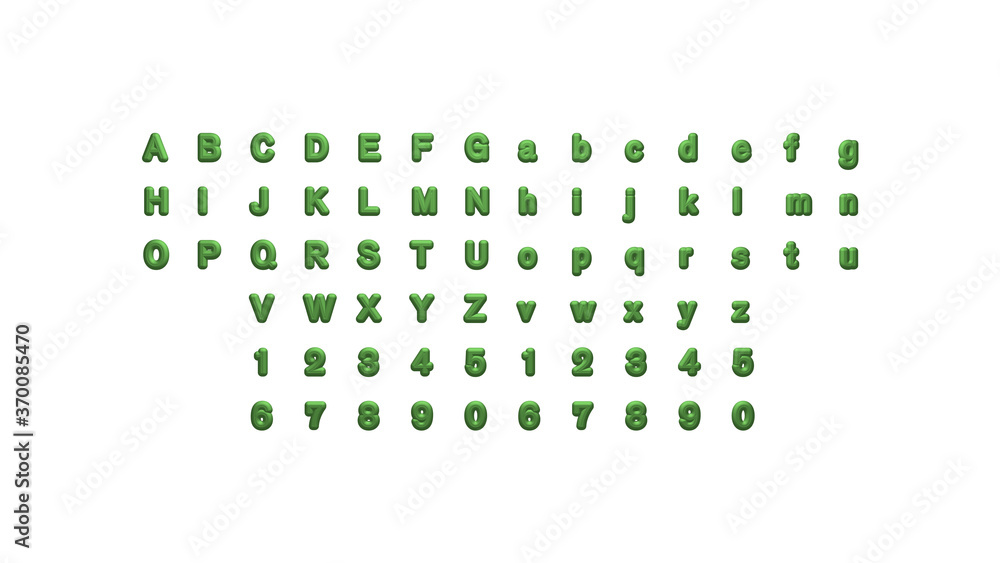 Poster 3d alphabets and numbers with matching perspectives on each side for building words with detailed ca