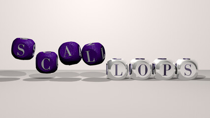 combination of SCALLOPS built by cubic letters from the top perspective, excellent for the concept presentation. background and illustration