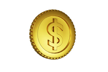 gold coins with dollar sign isolated on a white background. 3d rendering.