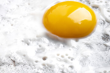 Macro photo background of close-up fried egg