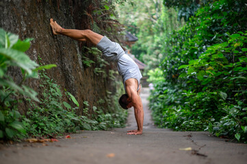 Man practice Yoga practice and meditation outdoor