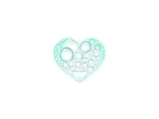 Water Bubbles Heart Vector illustration isolated on white