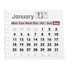 Calendar January 2021