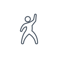 Dancer dancing icon. Human figure Thin line black dancing motion. Energetic figure person with raise hand. Male show crazy pose action. line Vector illustration Design on white background. EPS 10