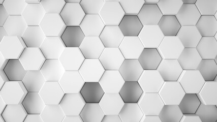 Naklejka premium Abstract gray hexagonal sci-fi honeycomb geometrical background. 3d rendering