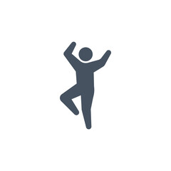 Fototapeta na wymiar Dancer dancing, solid icon. Man celebrating happiness with jump and raising arms. Trendy flat activities collection for web, mobile graphic, app. Vector illustration Design on white background EPS1