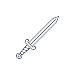 Simple sword japanese. Martial art, saber Samurai knife for battle knight. Katana with handle outline symbol as traditional weapon equipment. line Vector illustration Design on white background EPS 10