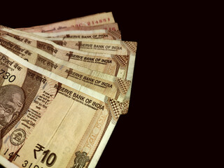 Bank currency notes bundle background , Money exchange Concept on black background