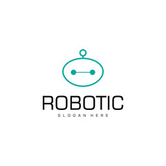 Robotic logo line art vector illustration