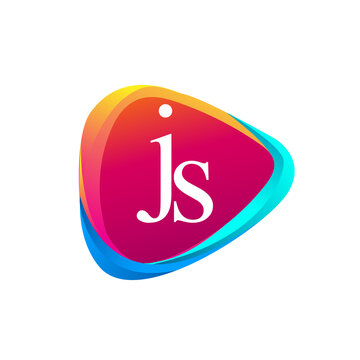 Letter JS logo in triangle shape and colorful background, letter combination logo design for company identity.