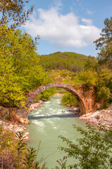 Fototapeta na wymiar Historical stone bridge - Alanya, Turkey