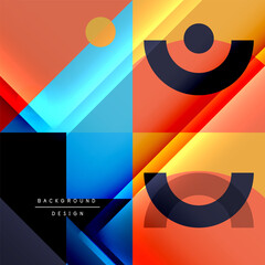 Fototapeta premium Neo memphis geometric pattern with circles, squares and lines. Pop art abstract background for covers, banners, flyers and posters and other templates