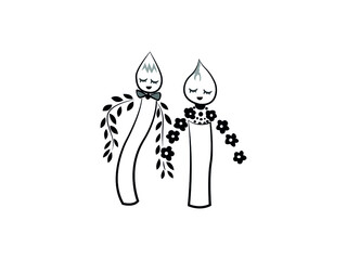 Birthday cake candles. Burning Cartoon Character candles. Design for the background, decoration Vector icon