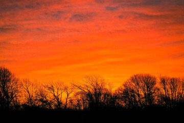Fototapeta na wymiar Sunrise over the Newport River from the Naval War College in Newport, RI