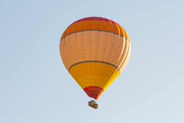 Fototapeta premium Hot air balloons profiled on clear blue sky, in Cappadocia, Turkey