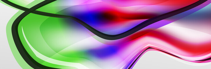 Vector abstract background, flowing liquid style bubble with metallic, color quicksilver chrome texture and color glow effects