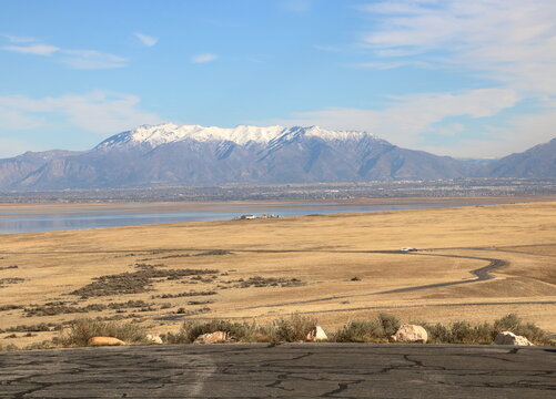 Wasatch Mountain Views From Antelope Island, Syracuse, Utah