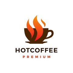 hot coffee logo vector icon illustration