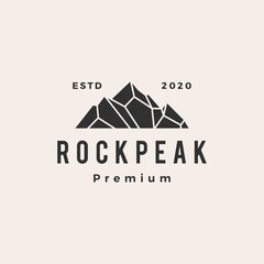 rock peak mount stone hipster vintage logo vector icon illustration