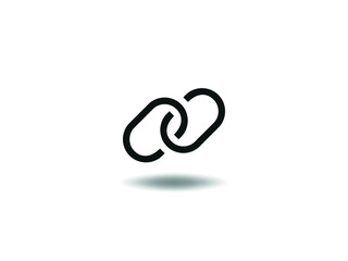 Link Icon Vector illustration. Hyperlink chain symbol. digital network sign, emblem isolated on white background with shadow, Flat style for graphic and web design, logo. EPS10 black pictogram.