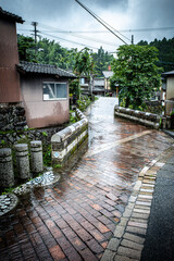 Landscape of the traditional Japanese porcelain pottery town of Hasami City in Nagasaki Prefecture