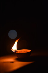 Indian Traditional diya (Candle) on a black background, Indian Diwali Festival 