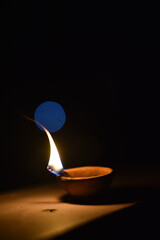 Indian Traditional diya (Candle) on a black background, Indian Diwali Festival 