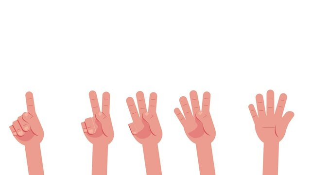 Close up of counts hands animation from one to five