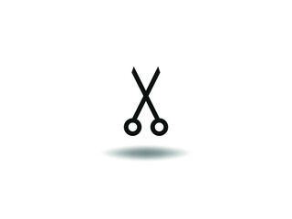 Scissors Icon Vector illustration. cut symbol. Hair scissors sign, emblem isolated on white background with shadow, Flat style for graphic and web design, logo. EPS10 black pictogram.