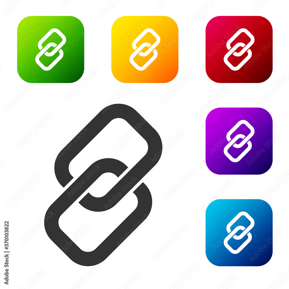 Poster black chain link icon isolated on white background. link single. hyperlink chain symbol. set icons i