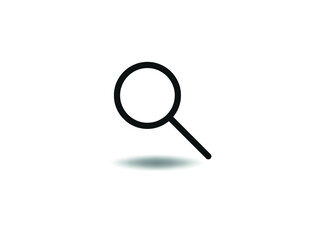 Search Icon Vector illustration. Magnifying glass symbol. loupe sign, emblem isolated on white background with shadow, Flat style for graphic and web design, logo. EPS10 black pictogram.

