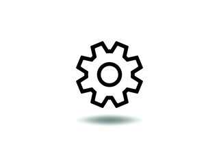 Fototapeta premium Settings Icon Vector illustration. Gear symbol. Maintenance sign, emblem isolated on white background with shadow, Flat style for graphic and web design, logo. EPS10 black pictogram. 