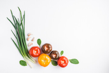 vegetables on a white background