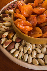 Set of nuts and dried fruits.