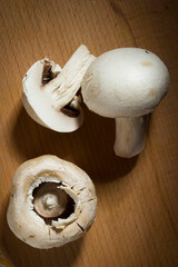 Fresh champignon mushrooms.