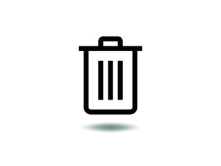 Trash can line Icon Vector illustration. Recycle bin symbol. Garbage can sign, emblem isolated on white background with shadow, Flat style for graphic and web design, logo. EPS10 black pictogram.